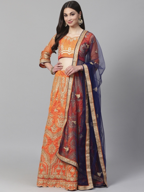 Readiprint Fashions Orange & Gold-Toned Embroidered Semi-Stitched Lehenga & Unstitched Blouse with Dupatta
Readiprint Fashions Orange & Gold-Toned Embroidered Semi-Stitched Lehenga & Unstitched Blouse with Dupatta