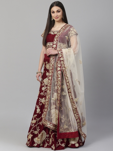 Readiprint Fashions Maroon & Cream-Coloured Embellished Semi-Stitched Lehenga & Unstitched Blouse with Dupatta
Readiprint Fashions Maroon & Cream-Coloured Embellished Semi-Stitched Lehenga & Unstitched Blouse with Dupatta