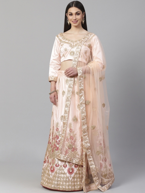 Readiprint Fashions Peach-Coloured & Gold-Toned Embroidered Semi-Stitched Lehenga & Unstitched Blouse with Dupatta
Readiprint Fashions Peach-Coloured & Gold-Toned Embroidered Semi-Stitched Lehenga & Unstitched Blouse with Dupatta
