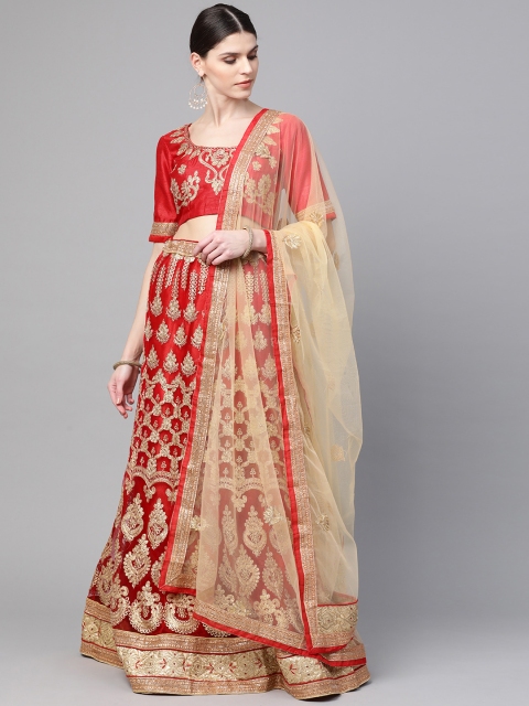 Readiprint Fashions Red & Gold-Toned Embroidered Semi-Stitched Lehenga & Unstitched Blouse with Dupatta
Readiprint Fashions Red & Gold-Toned Embroidered Semi-Stitched Lehenga & Unstitched Blouse with Dupatta