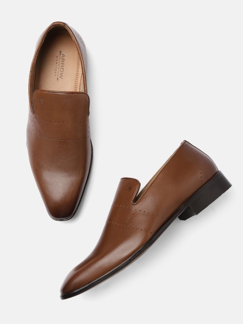 Arrow Men Tan Brown ISSAK Slip-On Leather Formal Shoes