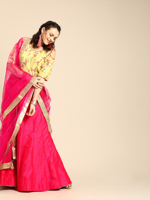 Tikhi Imli Pink & Yellow Embroidered Unstitched Lehenga & Ready to Wear Blouse with Dupatta
Tikhi Imli Pink & Yellow Embroidered Unstitched Lehenga & Ready to Wear Blouse with Dupatta