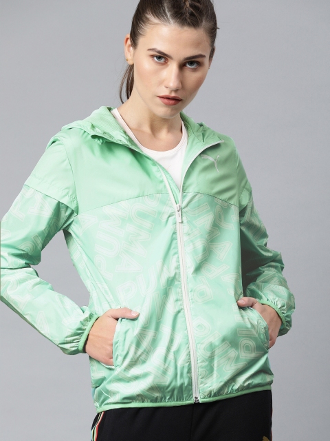 Puma Women Green & Cream-Coloured Printed Essentials Windcheater Hooded Sporty Jacket
Puma Women Green & Cream-Coloured Printed Essentials Windcheater Hooded Sporty Jacket