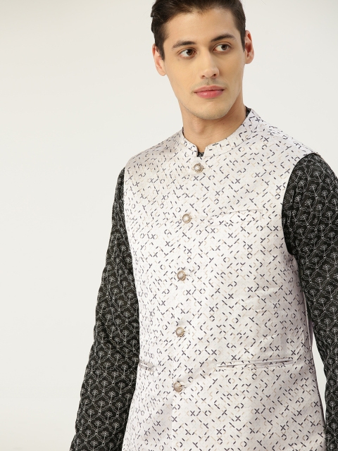 House of Pataudi Men Charcoal Grey & Black Embroidered Kurta with Churidar & Nehu Jacket
House of Pataudi Men Charcoal Grey & Black Embroidered Kurta with Churidar & Nehu Jacket
