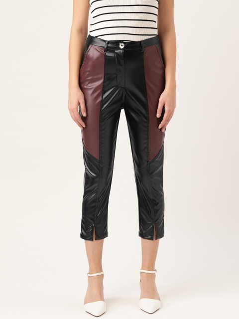 LA LOFT Women Black & Burgundy Regular Fit Colourblocked Leather Finish Cropped Trousers
LA LOFT Women Black & Burgundy Regular Fit Colourblocked Leather Finish Cropped Trousers