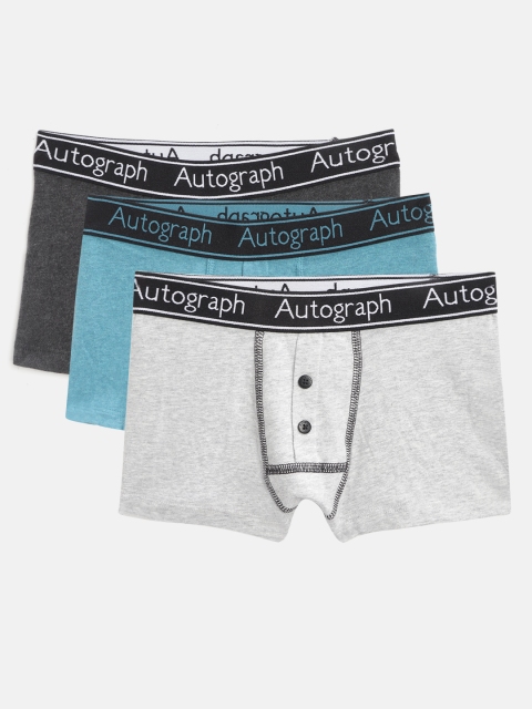 Marks & Spencer Boys Pack of 3 Solid Trunks T712545A, Teal