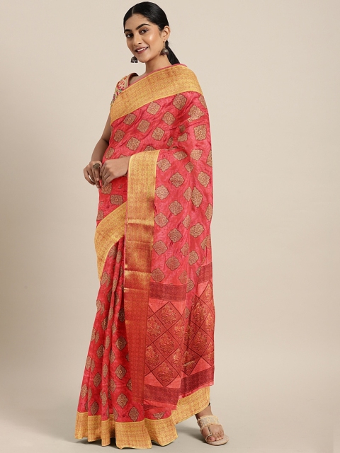 The Chennai Silks Classicate Coral Red & Beige Viscose Rayon Woven Design Banarasi Saree
The Chennai Silks Classicate Coral Red & Beige Viscose Rayon Woven Design Banarasi Saree