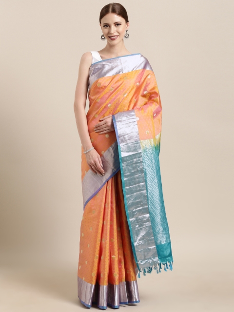 The Chennai Silks Classicate Peach-Coloured & Blue Silk Woven Design Kanjeevaram Saree
The Chennai Silks Classicate Peach-Coloured & Blue Silk Woven Design Kanjeevaram Saree