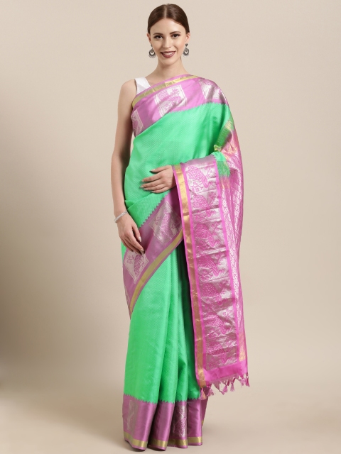 The Chennai Silks Classicate Sea Green & Pink Pure Silk Woven Design Kanjeevaram Saree
The Chennai Silks Classicate Sea Green & Pink Pure Silk Woven Design Kanjeevaram Saree