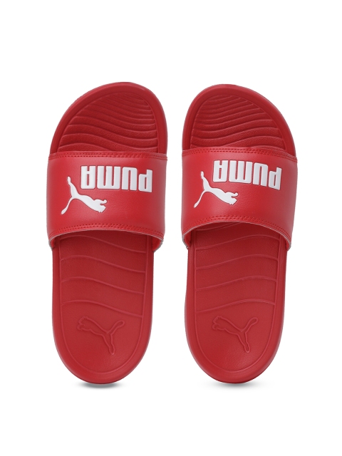 Puma Boys Red & White Printed Sliders