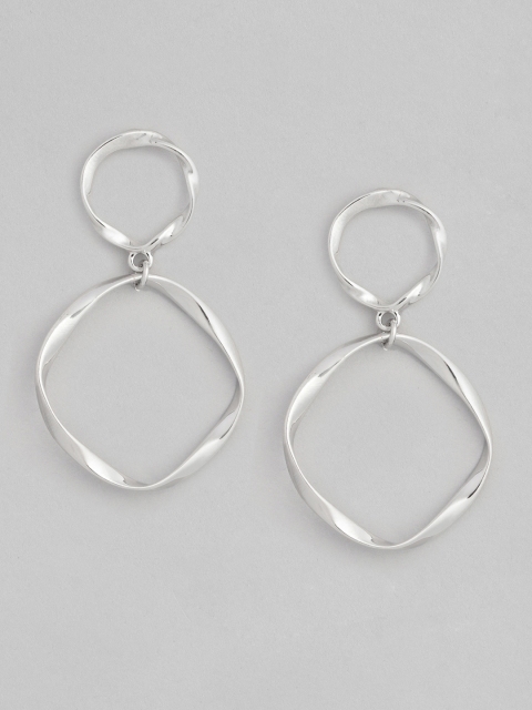 Accessorize Silver-Toned Circular Skinny Twist Doorknocker Drop Earrings
