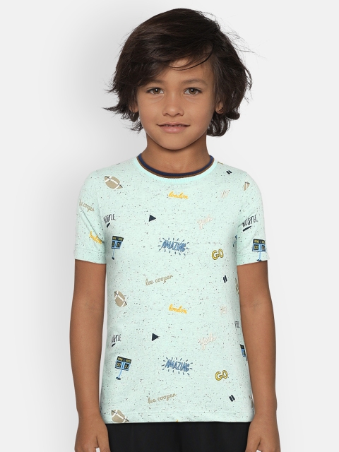 Lee Cooper Boys Green Printed Round Neck T-shirt