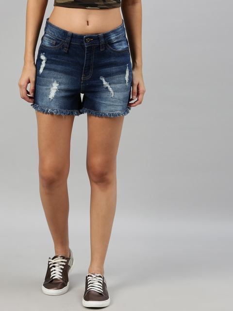 Roadster Women Blue Washed Regular Fit Denim Shorts