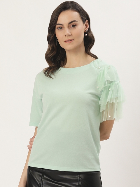 Madame Women Sea Green Solid Top