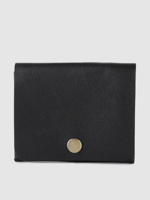 STRUTT Black Solid Leather Card Holder
