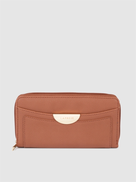 Caprese Women Brown Solid Zip Around Wallet