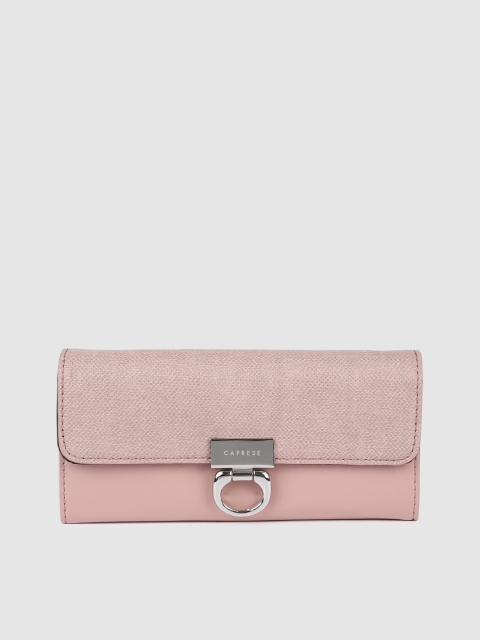 Caprese Women Pink Textured Three Fold Wallet