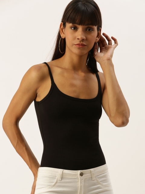 FOREVER 21 Women Black Solid Fitted Top