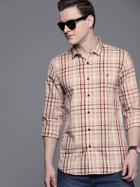 Allen Solly Sport Men Beige & Red Ultra Slim Fit Checked Casual Shirt