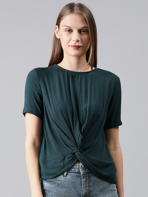 ONLY Women Green Solid Twisted Top