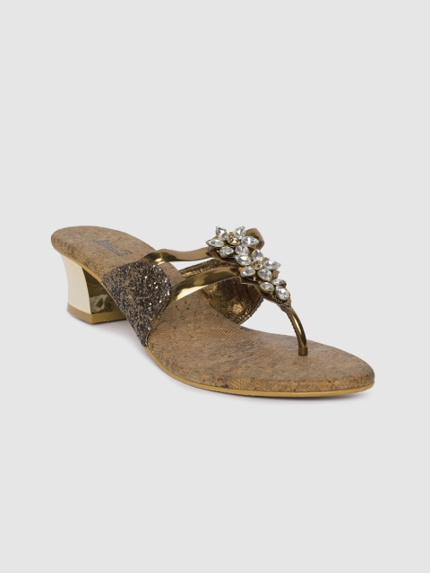 Inc 5 Women Rose Gold Embellished Block Heels