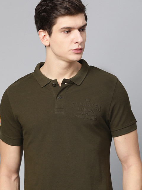 Roadster Men Olive Green Solid Polo Collar T-shirt 
Roadster Men Olive Green Solid Polo Collar T-shirt