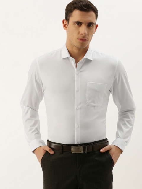 Peter England Men White Slim Fit Solid Formal Shirt