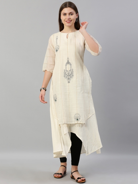 Neerus Women Off-White & Golden Printed A-Line Asymmetric Kurta With Zari Detailing
Neerus Women Off-White & Golden Printed A-Line Asymmetric Kurta With Zari Detailing