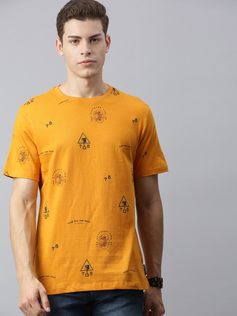 Roadster Men Mustard Yellow Black Conversational Printed Round Neck Pure Cotton T-shirt
Roadster Men Mustard Yellow Black Conversational Printed Round Neck Pure Cotton T-shirt