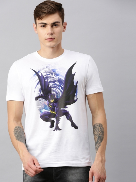 Huetrap Batman Men White Round Neck T-shirt