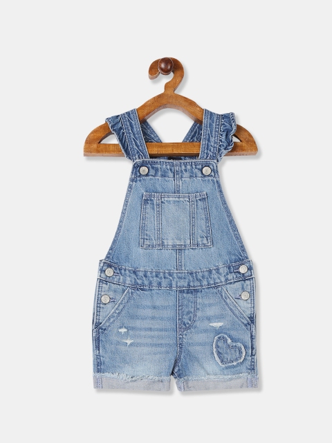 GAP Girls Blue Solid Dungarees