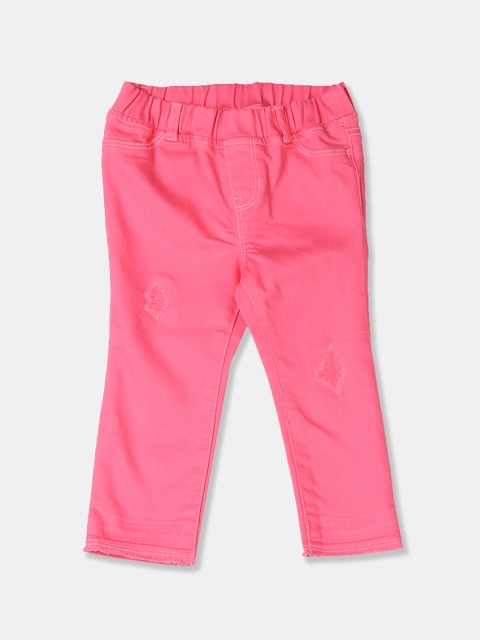 GAP Girls Pink Regular Fit Mid-Rise Low Distress Jeans