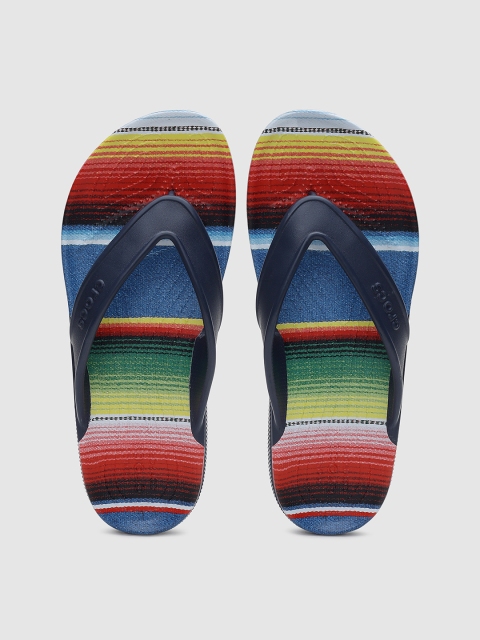Crocs Unisex Multicoloured Striped Thong Flip-Flops, Multi