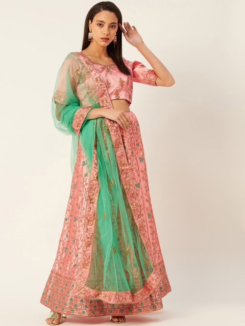Shaily Pink & Green Embroidered Semi-Stitched Lehenga & Unstitched Blouse with Dupatta
Shaily Pink & Green Embroidered Semi-Stitched Lehenga & Unstitched Blouse with Dupatta