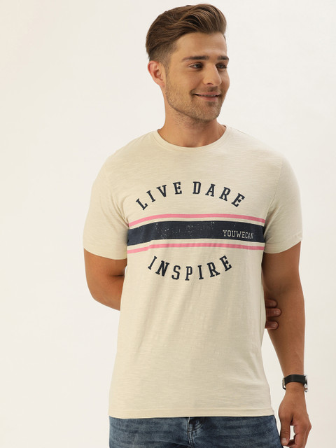YWC Men Beige Printed Round Neck T-shirt
YWC Men Beige Printed Round Neck T-shirt