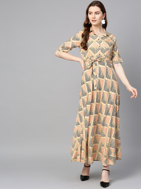 Sringam Women Beige & Black Liva Printed Maxi Dress
Sringam Women Beige & Black Liva Printed Maxi Dress