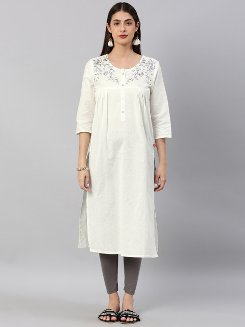 Alena Women White Embroidered Straight Kurta
Alena Women White Embroidered Straight Kurta