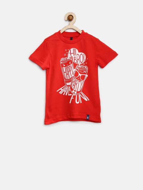 United Colors of Benetton Boys Red Printed T-shirt
