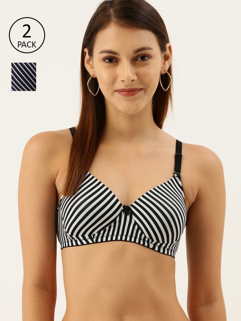DressBerry Pack Of 2 Striped Non-Wired Lightly Padded T-shirt Bra DB-PM-NWP-040, Navy blue
DressBerry Pack Of 2 Striped Non-Wired Lightly Padded T-shirt Bra DB-PM-NWP-040, Navy blue