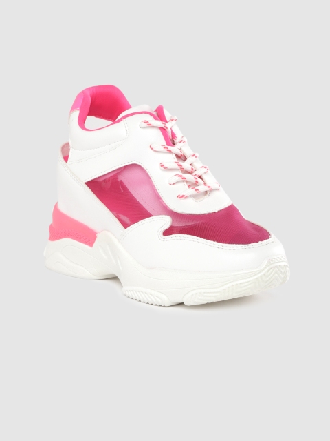 Lavie Women Pink & White Colourblocked Sheer Sneaker Wedges