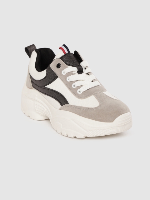 Lavie Women Grey & White Colourblocked Sneakers