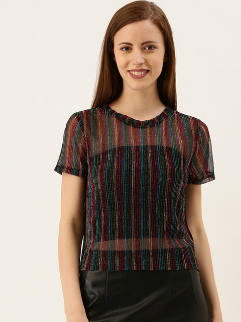 FOREVER 21 Women Multicoloured Semi-Sheer Striped Top, Multi
FOREVER 21 Women Multicoloured Semi-Sheer Striped Top, Multi