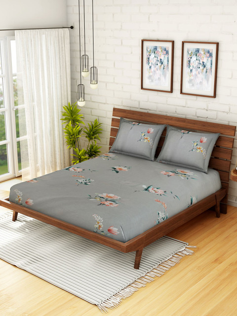 CORE Designed by SPACES Grey Floral 210 TC Cotton 1 Queen Bedsheet with 2 Pillow Covers
CORE Designed by SPACES Grey Floral 210 TC Cotton 1 Queen Bedsheet with 2 Pillow Covers