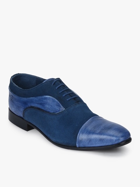 Ninety9steps Men Blue Solid Leather Formal Oxfords