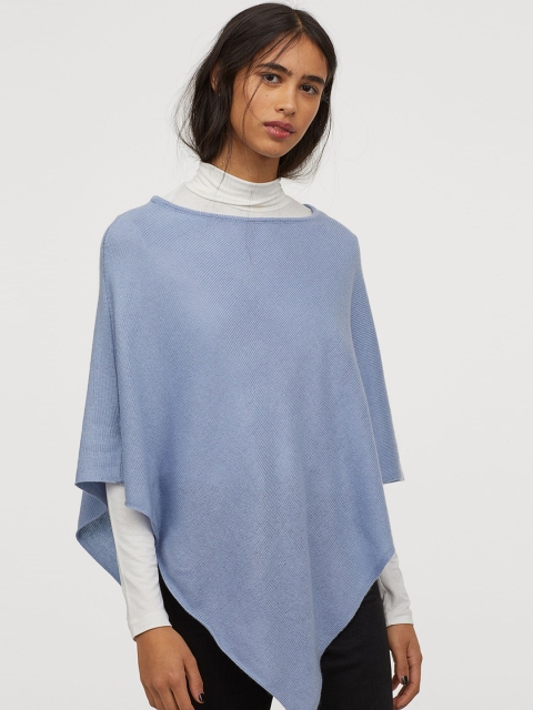 H&M Women Blue Knitted Poncho