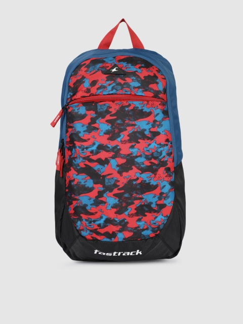 Fastrack Unisex Red & Blue Camouflage Printed Backpack