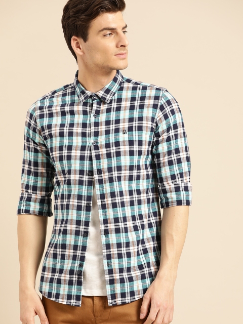 United Colors of Benetton Men Navy Blue & Sea Green Slim Fit Checked Casual Shirt
United Colors of Benetton Men Navy Blue & Sea Green Slim Fit Checked Casual Shirt