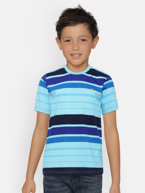 United Colors of Benetton Boys Blue Striped Round Neck T-shirt
