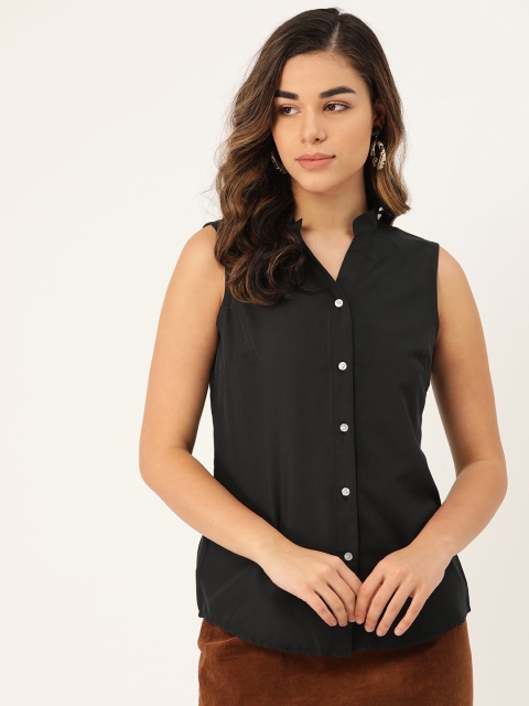 Rute Women Black Regular Fit Solid Casual Shirt