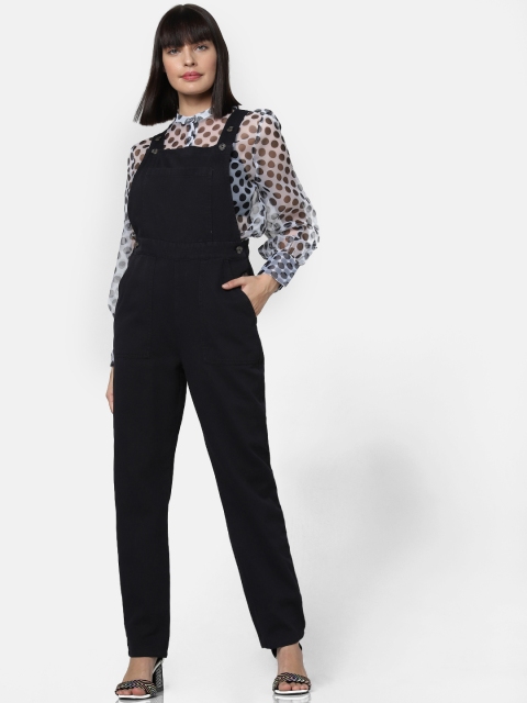 Vero Moda Women Black Solid Dungarees
